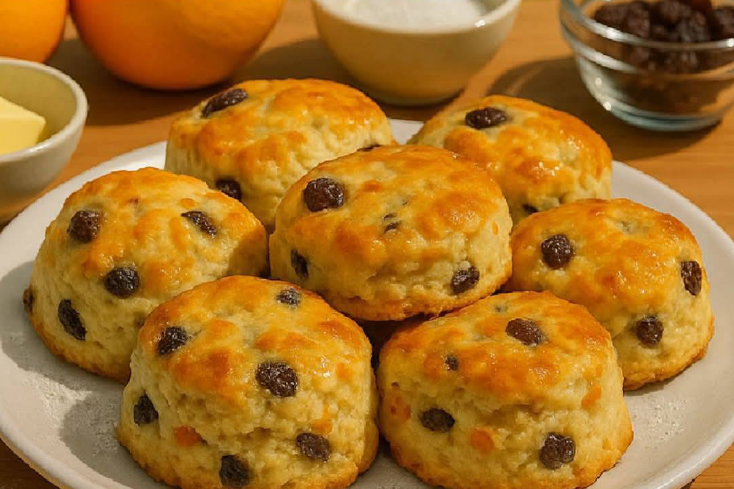 Orange Raisin Scones with Amasi and Orange Juice