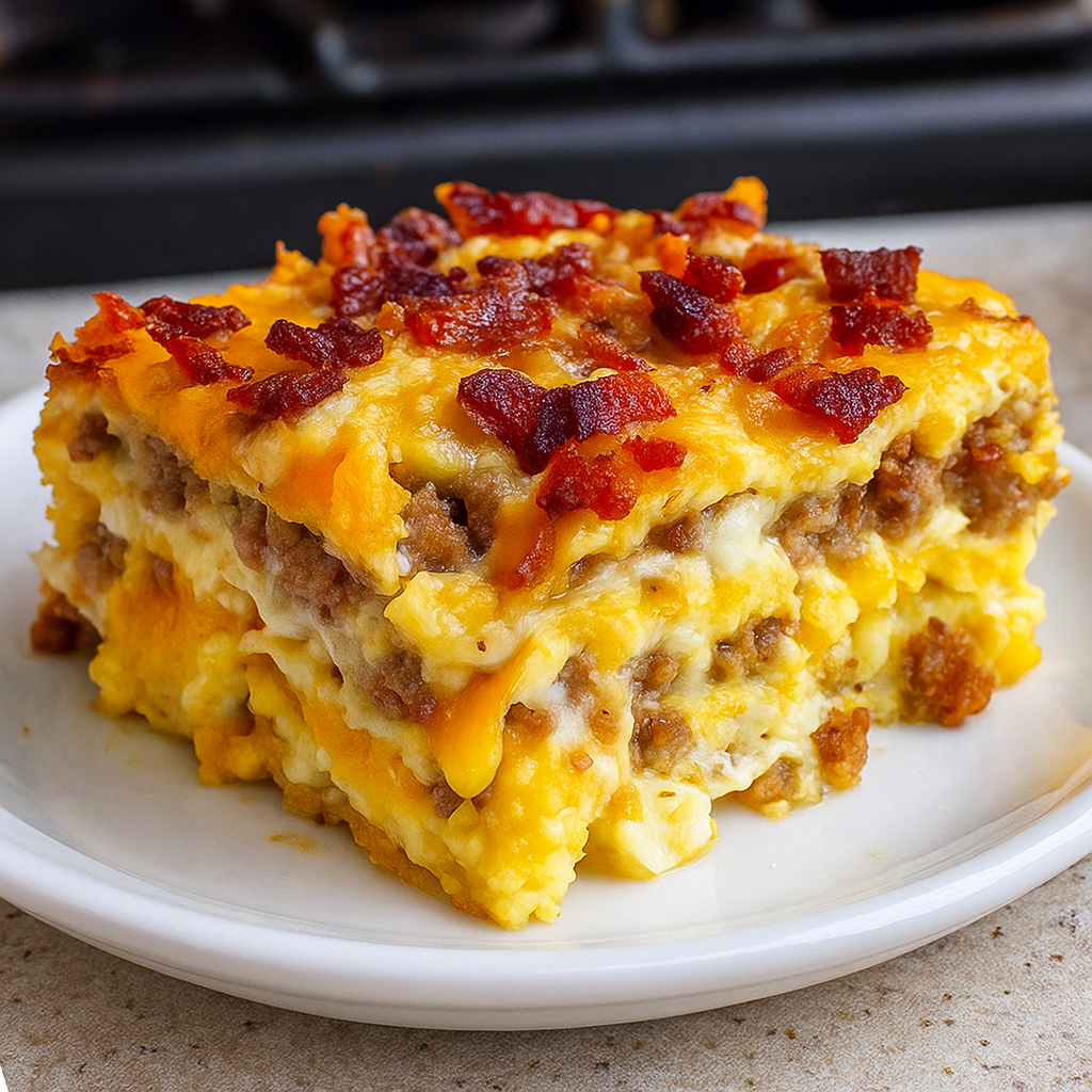 Breakfast Bacon Cheeseburger Lasagna: A Gooey Morning Winner