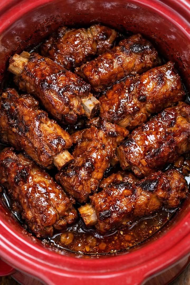 Crockpot Sticky BBQ Pork Ribs