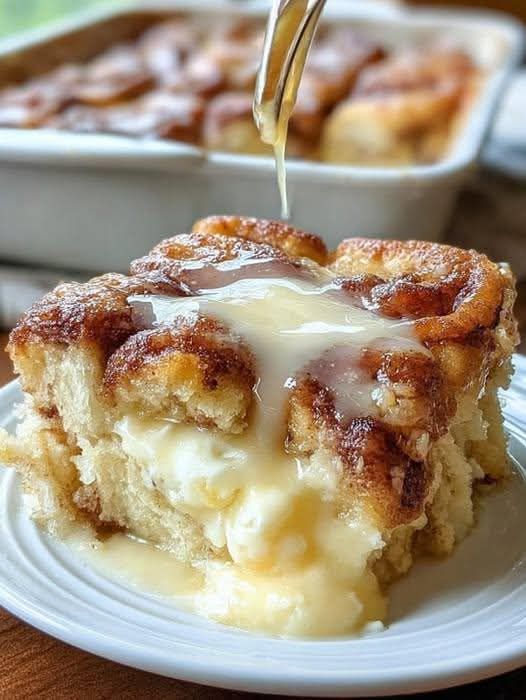 Cinnamon Roll Cake with Vanilla Glaze