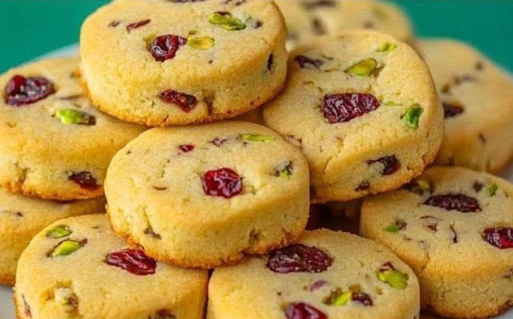 Cranberry Pistachio Shortbread Cookies