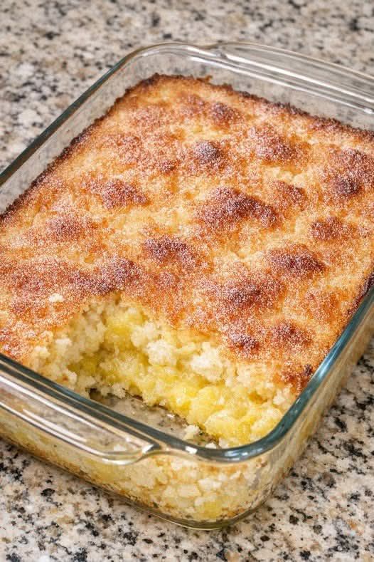 Pineapple Baked Custard Cake